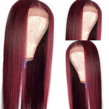 Ali Annabelle 99J Burgundy Red Straight T Part Lace Human Hair Wigs